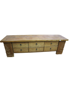 Porta TV in Legno Massello con Intagli – 150x40x44h 2