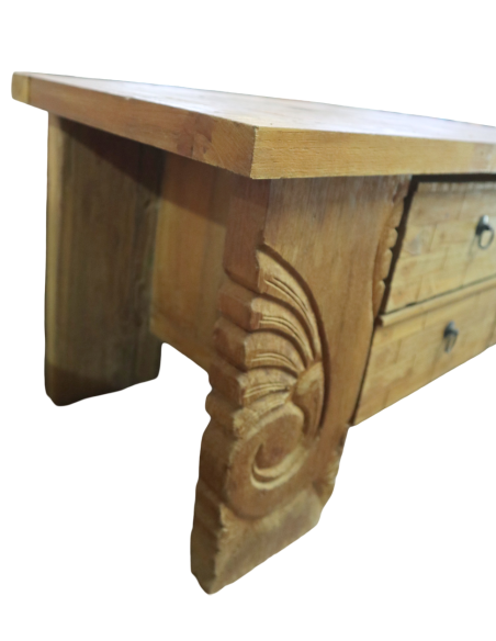 Porta TV in Legno Massello con Intagli – 150x40x44h