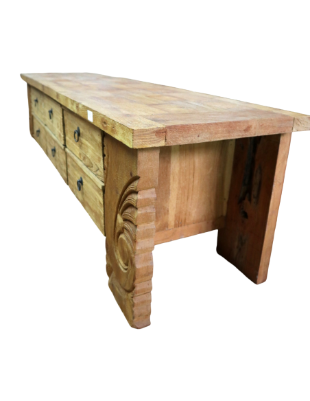 Porta TV in Legno Massello con Intagli – 150x40x44h