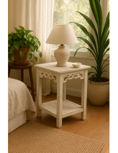 Alzata shabby chic in legno di albesia intagliato a mano... 2