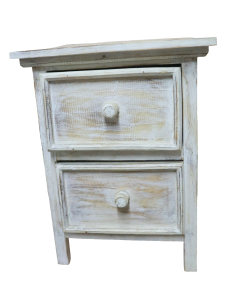Comodino shabby chic in legno di albesia intagliato a... 2