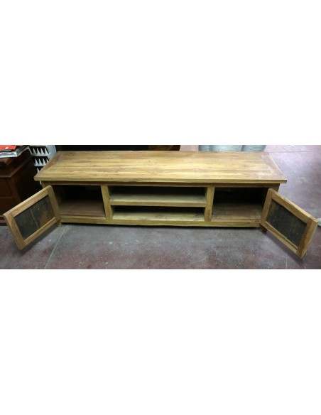 Mobile Porta TV in Teak Massello – 180x45x50 cm – Fatto a Mano in Indonesia