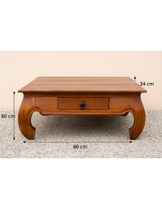 Tavolino da Fumo Stile Opium in Teak Massello – 80x80x34...