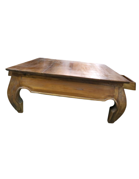 Tavolino da Fumo Stile Opium in Teak Massello – 80x80x34 cm – Fatto a Mano in Indonesia