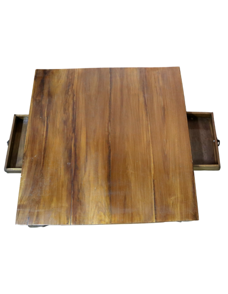Tavolino da Fumo Stile Opium in Teak Massello – 80x80x34 cm – Fatto a Mano in Indonesia