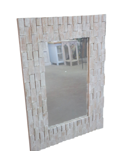 Specchio in legno artigianale cm 90x70x4 con...