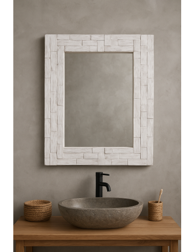 Specchio in legno artigianale cm 90x90x4 con...