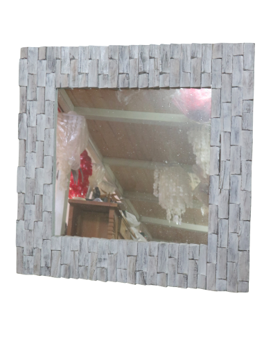 Specchio in legno artigianale cm 90x90x4 con...