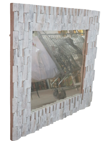 Specchio in legno artigianale cm 90x90x4 con...