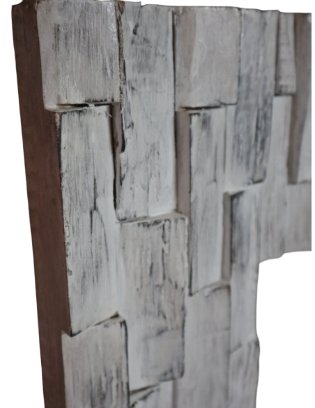 Specchio in legno artigianale cm 90x90x4 con cornice 15 cm fatto a mano in Indonesia