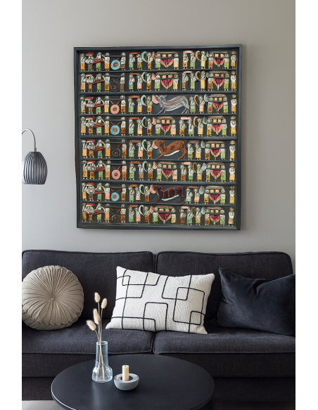 Pannello in legno intagliato e dipinto a mano – Bali, Indonesia