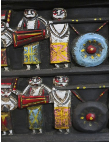 Pannello in legno intagliato e dipinto a mano –...