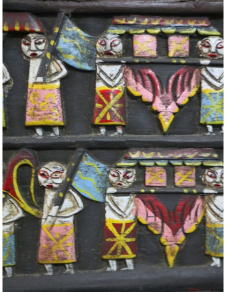 Pannello in legno intagliato e dipinto a mano – Bali, Indonesia