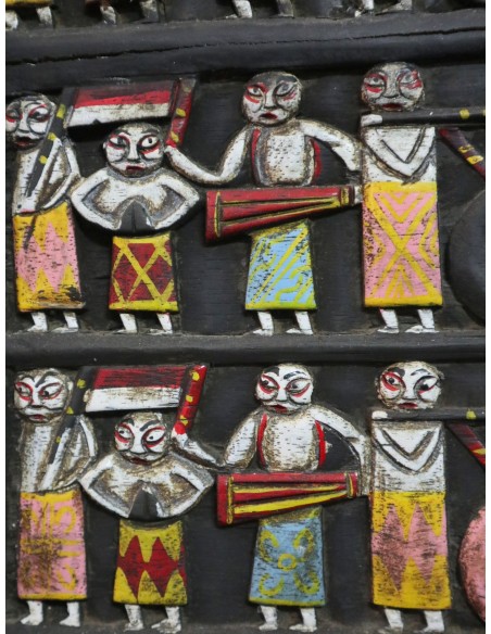 Pannello in legno intagliato e dipinto a mano – Bali, Indonesia