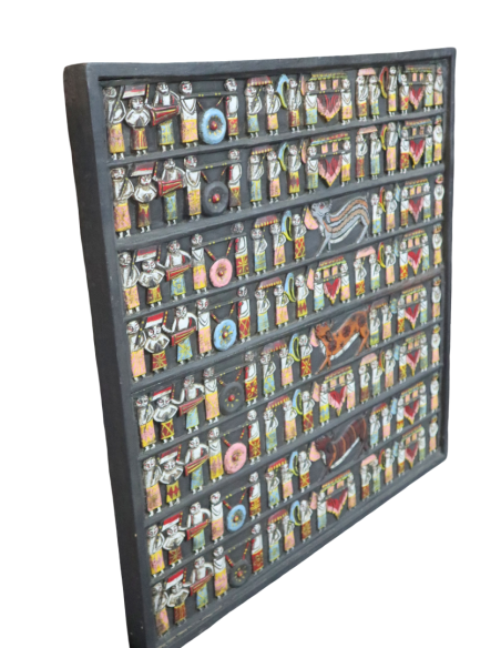 Pannello in legno intagliato e dipinto a mano – Bali, Indonesia