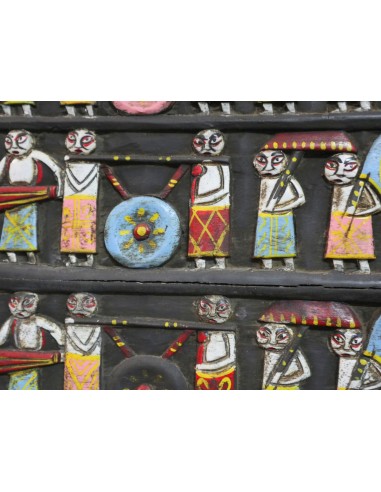 Pannello in legno intagliato e dipinto a mano –...