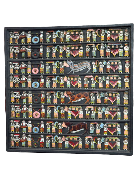 Pannello in legno intagliato e dipinto a mano – Bali, Indonesia