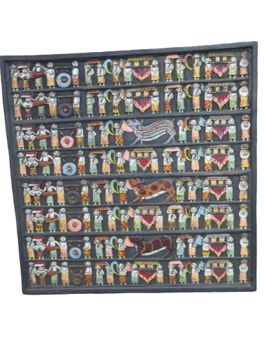 Pannello in legno intagliato e dipinto a mano –...