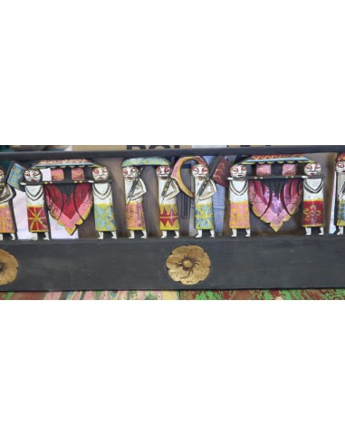 Pannello in legno intagliato e dipinto a mano –...