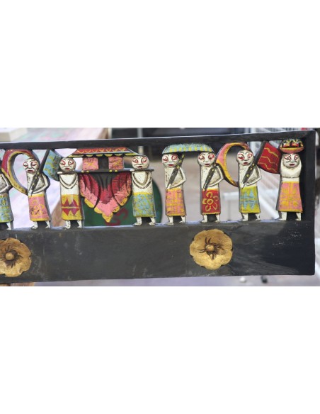 Pannello in legno intagliato e dipinto a mano – Bali, Indonesia (191x20x2 cm)