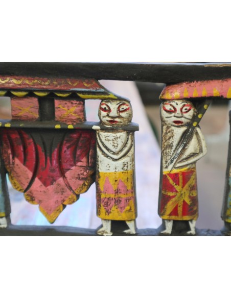 Pannello in legno intagliato e dipinto a mano – Bali, Indonesia (191x20x2 cm)