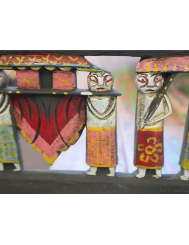 Pannello in legno intagliato e dipinto a mano –...