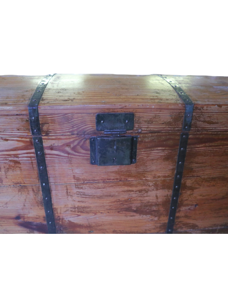 Baule Antico in Legno con Rinforzi in Ferro – Porta Munizioni Fine ‘800 cassapanca cm 99x54x64h