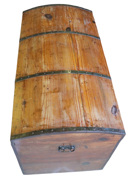 Baule Antico in Legno con Rinforzi in Ferro – Porta Munizioni Fine ‘800 cassapanca cm 99x54x64h