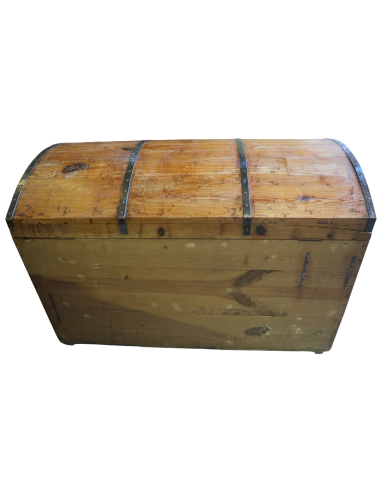 Baule Antico in Legno con Rinforzi in Ferro –...