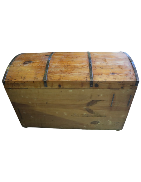 Baule Antico in Legno con Rinforzi in Ferro – Porta Munizioni Fine ‘800 cassapanca cm 99x54x64h