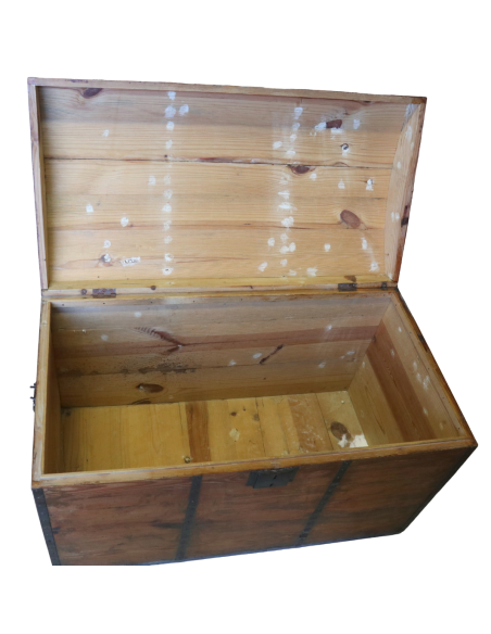 Baule Antico in Legno con Rinforzi in Ferro – Porta Munizioni Fine ‘800 cassapanca cm 99x54x64h