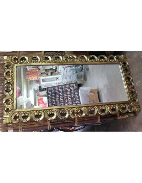 Specchio Barocco in Legno Massello Dorato 160x80 cm – Cornice Artigianale 14 cm