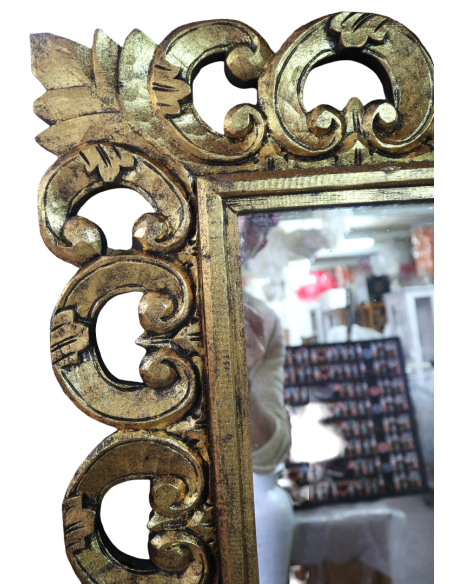 Specchio Barocco in Legno Massello Dorato 160x80 cm – Cornice Artigianale 14 cm