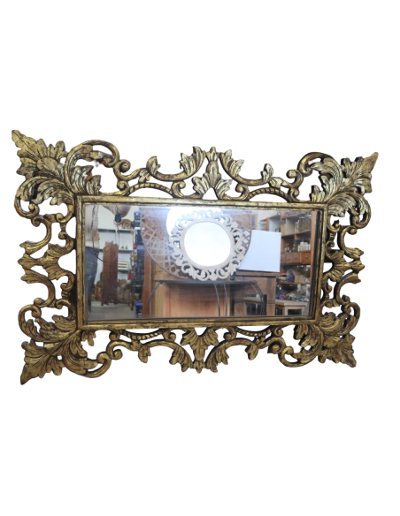 Specchio Oro Antico in Legno Massello Durian 120x80 cm – Cornice Intagliata a Mano 20 cm