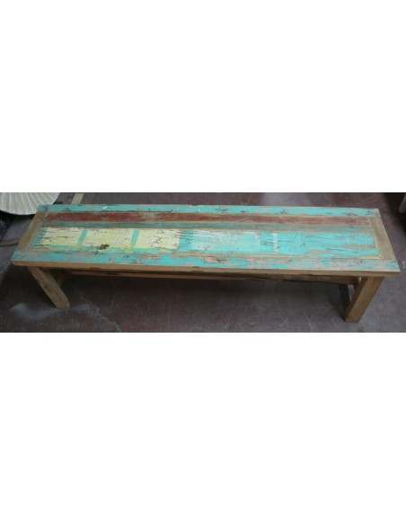 Panca in legno massello riciclato 160x35x46h – Arredo artigianale fatto a mano in Indonesia
