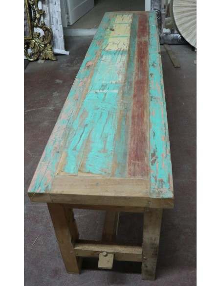 Panca in legno massello riciclato 160x35x46h – Arredo artigianale fatto a mano in Indonesia