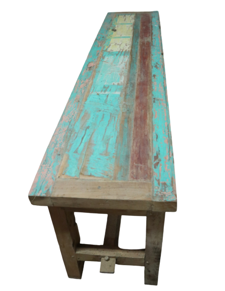 Panca in legno massello riciclato 160x35x46h – Arredo artigianale fatto a mano in Indonesia