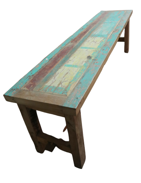 Panca in legno massello riciclato 160x35x46h – Arredo artigianale fatto a mano in Indonesia