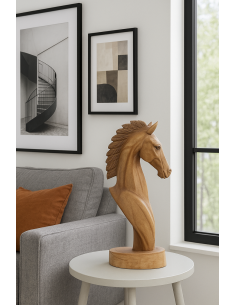 Scultura testa di cavallo in legno di teak | Fatto a mano...