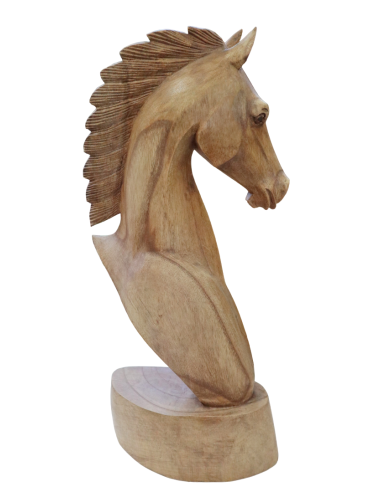 Scultura testa di cavallo in legno di teak |...