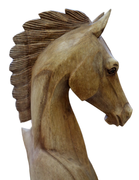 Scultura testa di cavallo in legno di teak | Fatto a mano in Indonesia | Statuetta decorativa artigianale