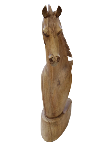 Scultura testa di cavallo in legno di teak |...