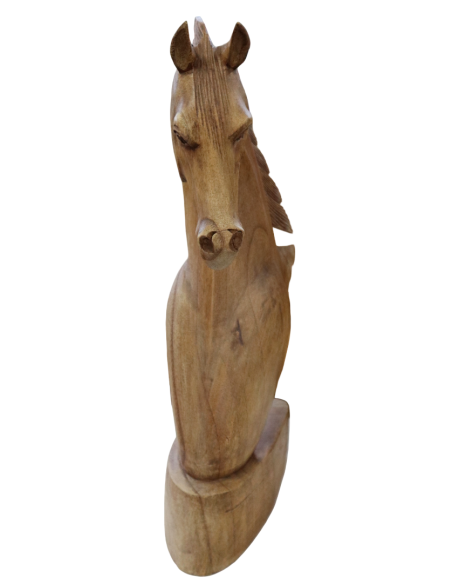 Scultura testa di cavallo in legno di teak | Fatto a mano in Indonesia | Statuetta decorativa artigianale