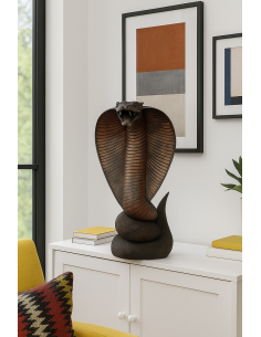Statua Cobra in Legno di Teak Intagliato a Mano –...