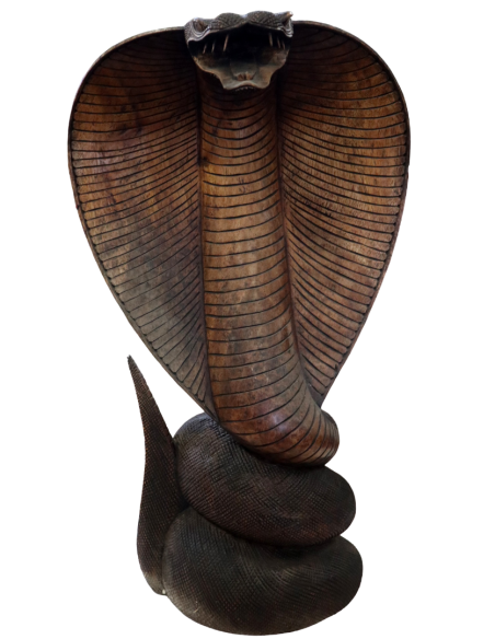 Statua Cobra in Legno di Teak Intagliato a Mano – Scultura Esotica Artigianale 72 cm – Realizzata in Indonesia