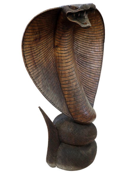 Statua Cobra in Legno di Teak Intagliato a Mano – Scultura Esotica Artigianale 72 cm – Realizzata in Indonesia