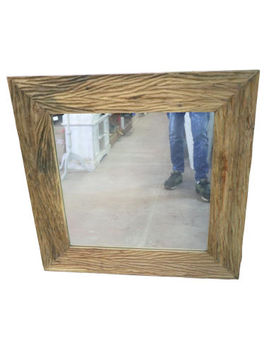 Specchio quadrato in legno di teak fatto a mano...