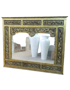 Specchio in legno dorato intagliato a mano 124x104 cm –... 2