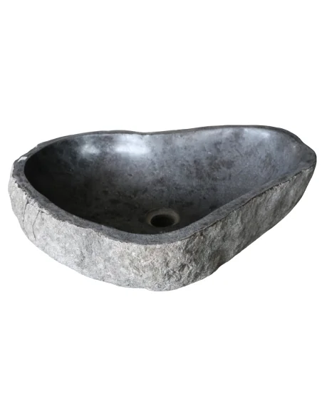 Lavandino in pietra naturale scolpita a mano – 57x48x15 cm – Design unico pietra di fiume