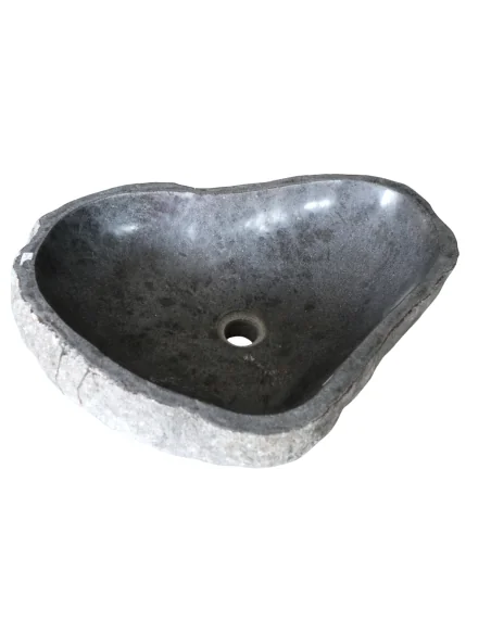Lavandino in pietra naturale scolpita a mano – 57x48x15 cm – Design unico pietra di fiume